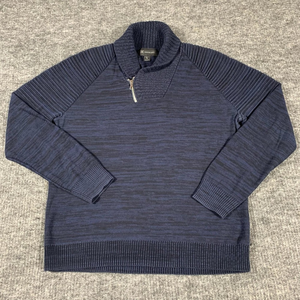 INC International Concepts Sweater Womens Large Blue‎ High Neck 1/4 Zip Pullover